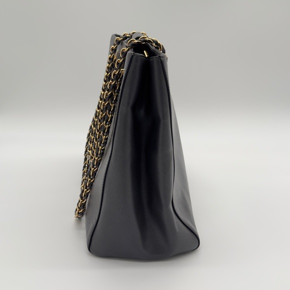 Salvatore Ferragamo Leather Chain Tote Bag Handbag Grey Gold - Picture 5 of 16